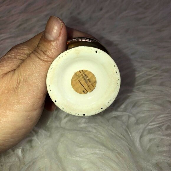 Vintage Irisdescent Luster Ceramic Monogrammed Salt and Pepper Shaker Set - Picture 7 of 8